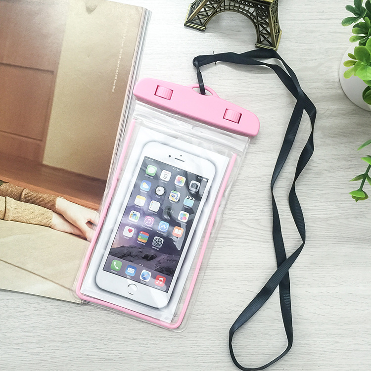 The waterproof phone pouch is made of durable PVC material with a ...