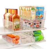 6 Piece Refrigerator and Freezer Stackable Storage Organizer Bins with Handles, Clear