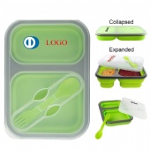 Silicone Collapsible Lunch Box, 2-Compartment, BPA Free