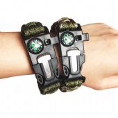 Multifunctional Outdoor Survival Paracord Bracelet with Flint Fire Starter,Compass,Emergency Whistle&Knife/Scraper