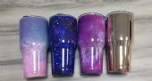 Double wall stainless steel vacuum wood grain tumbler with lid