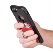 Acquality PU Leather Cell Phone Wallet/Pocket/Card Holder with Ring Stand for Mobile Devices, Adhesive Sticker Back
