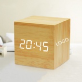Intelligent Voice Control LED Wooden Creative Alarm Clock