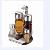 Stainless Steel Plastic Cruet Set Castor Salt Oil Vinegar