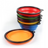 Outdoor TPE Portable Folding Dog Pet Food Bowl with Buckle