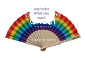 Custom Printed Rainbow Folding Hand Held Fans For Summer Advertising Gift