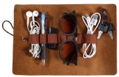 Leather travel cord roll sleeve