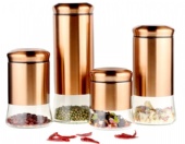 Copper glass storage jar set