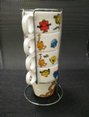 Ceramic mug set  with steel frame
